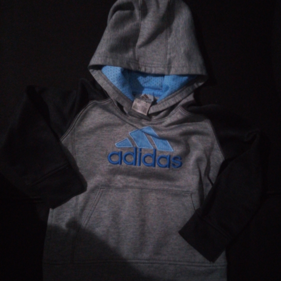 Adidas Kids Gray and Black Hoodie with Blue Logo - Picture 1 of 1